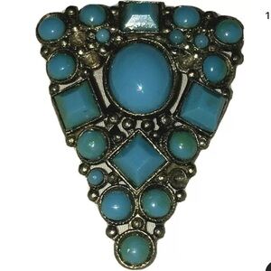 Vintage Faux Turquoise Art Deco Dress Clip
